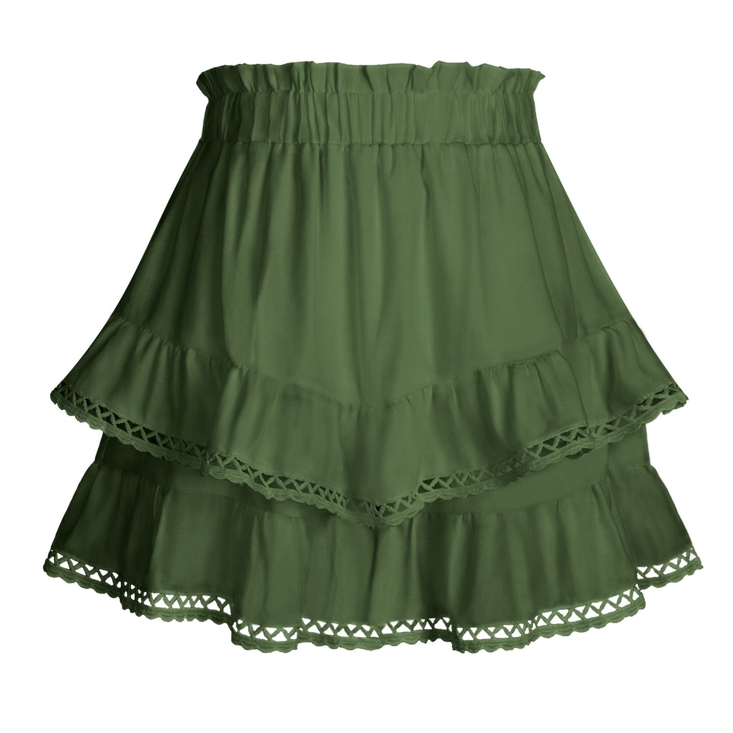 Women's Lace Elastic Hot Pleated Layered Cake Shorts