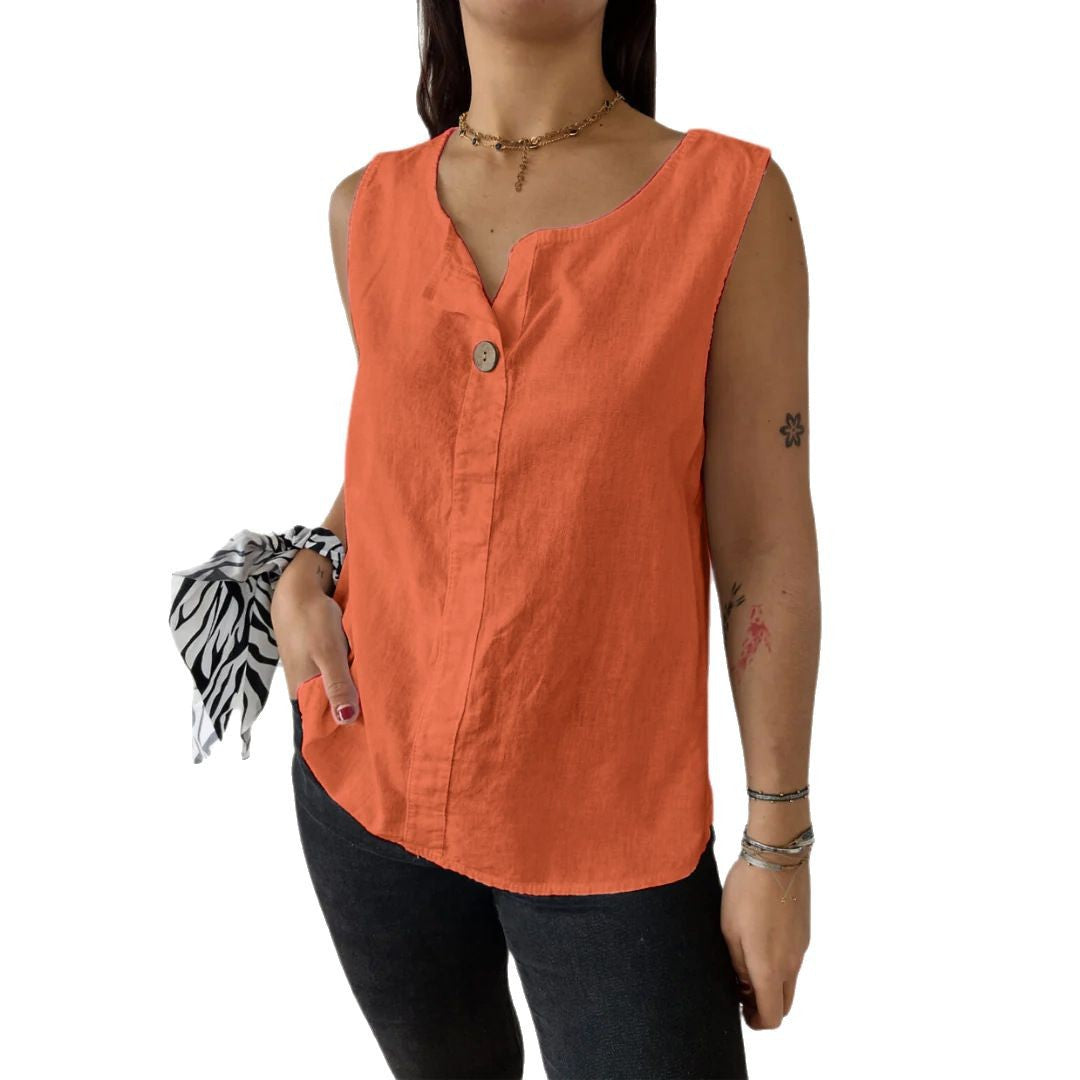Women's Summer Loose Shirt Cotton Linen Button Small Vest/suspenders/tube Top