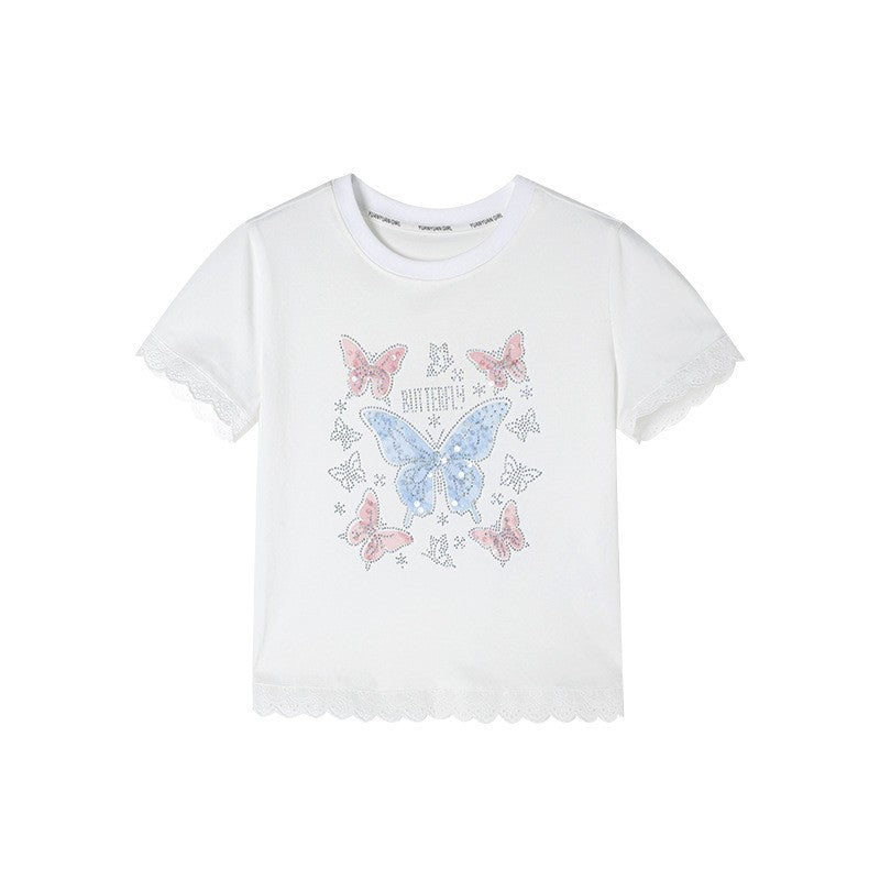 Children's Clothing Short-sleeved Summer Lace Bottoming Shirt Children's T-shirt