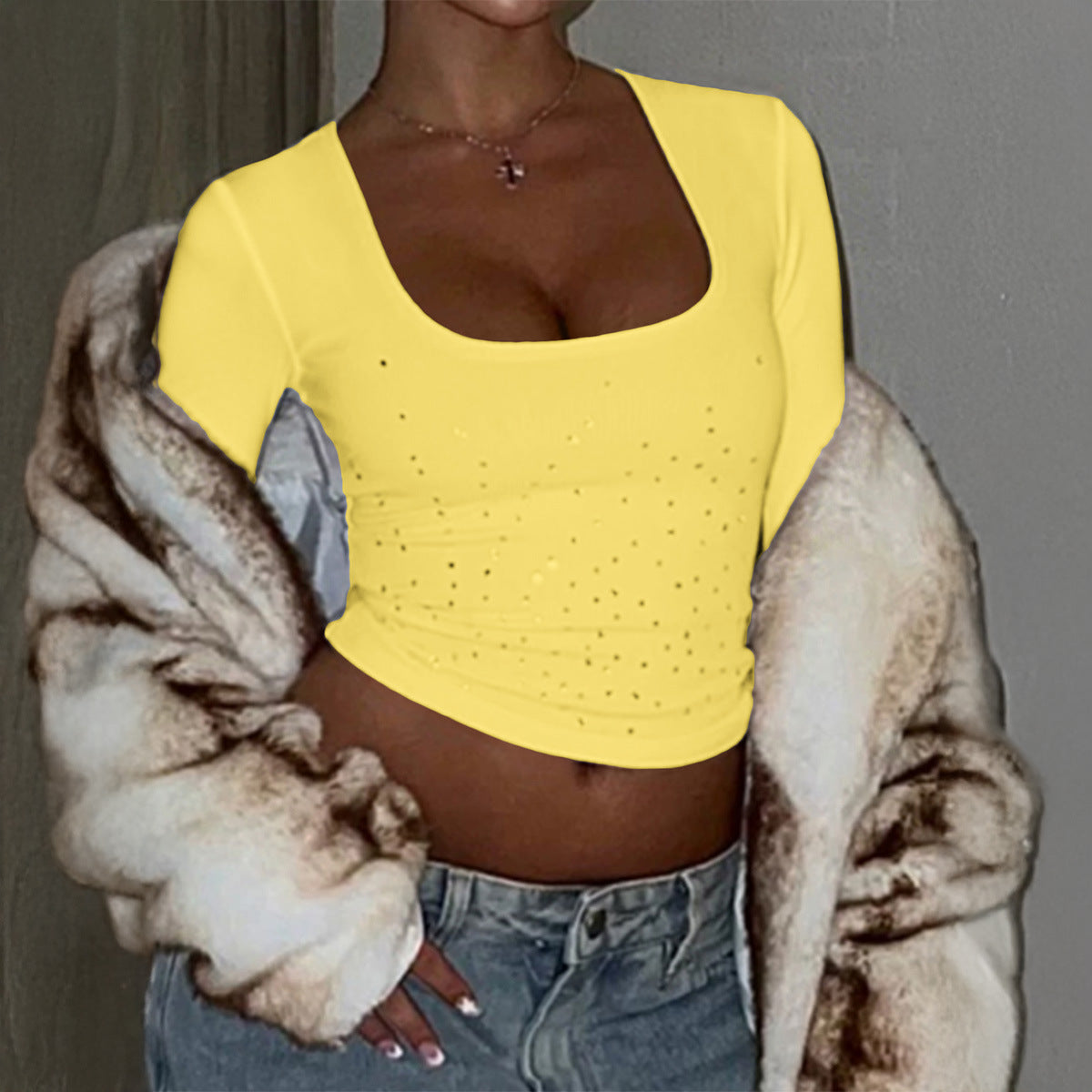 Women's Hot Style Solid Color Long-sleeved Women's T-shirt