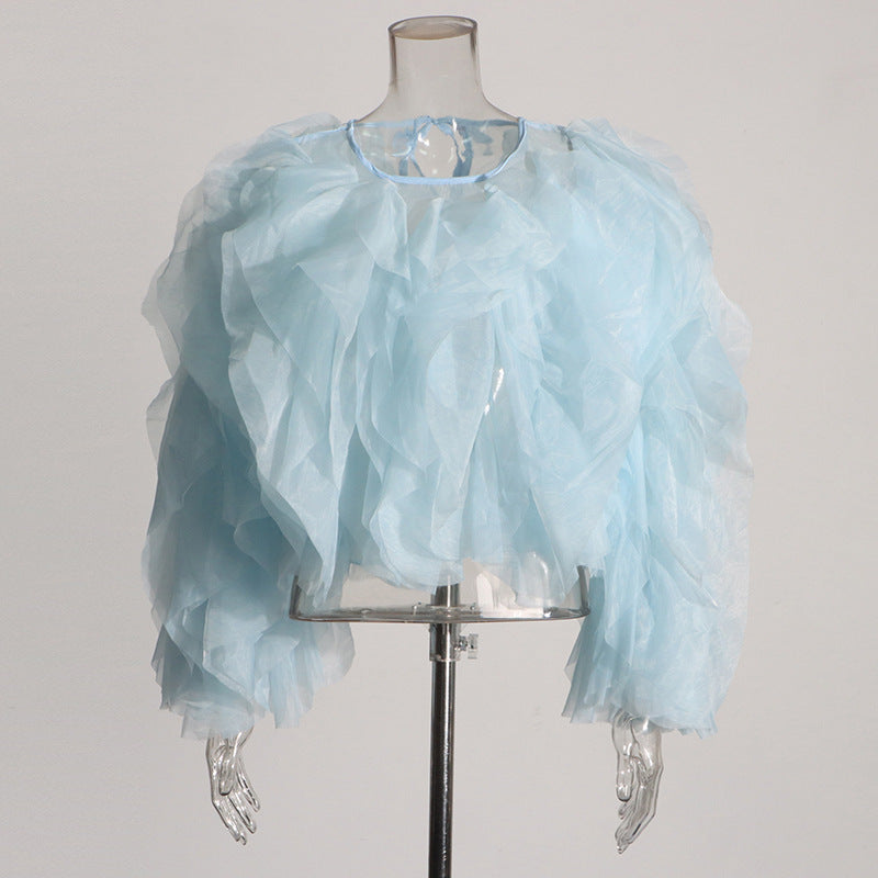 Women's Design Shirt Autumn Fashion Personality Ruffled Long-sleeved Versatile Blouse