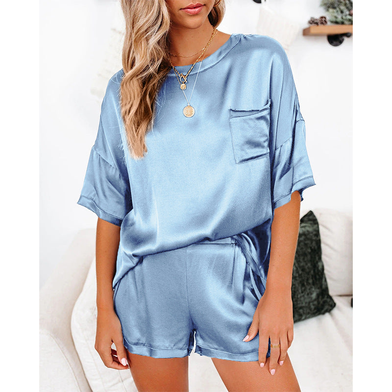 Solid Color Chiffon Pajamas Loose Two-piece Suits