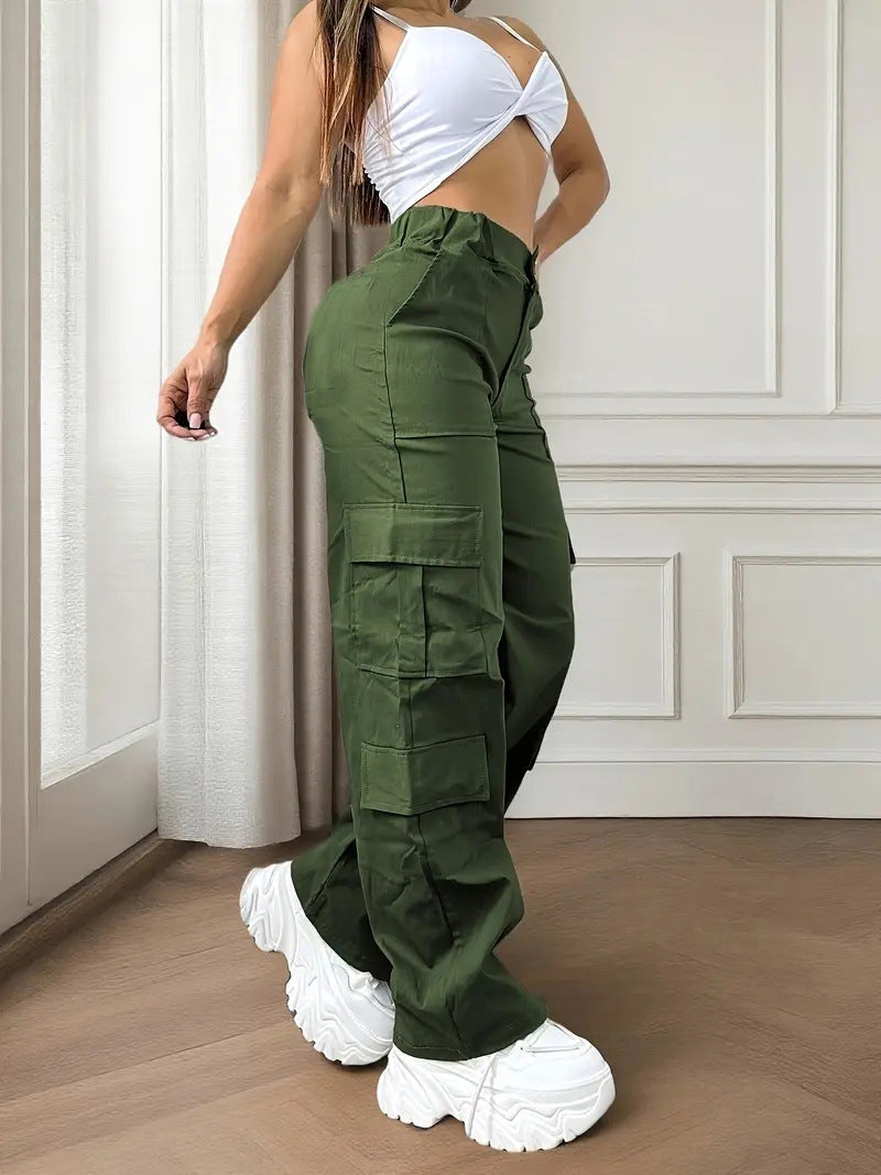 Women's Fashion Loose High Waist Cargo Casual Pants