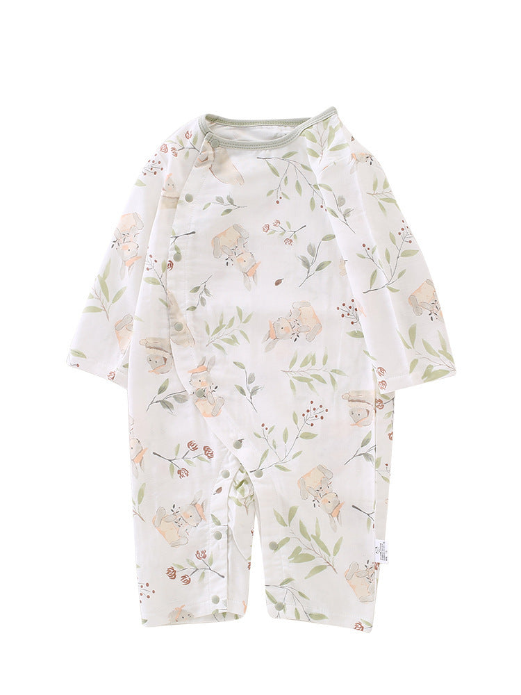 Bamboo Cotton Fiber Air Conditioning Clothes For Babies Class Gauze Jumpsuit, Climbing Suit