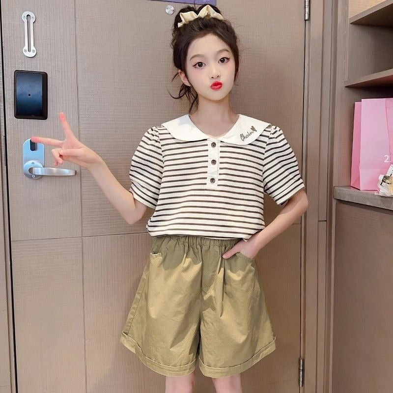 Children's Summer Peter Pan Collar Short Sleeve Western Style Children's Suit