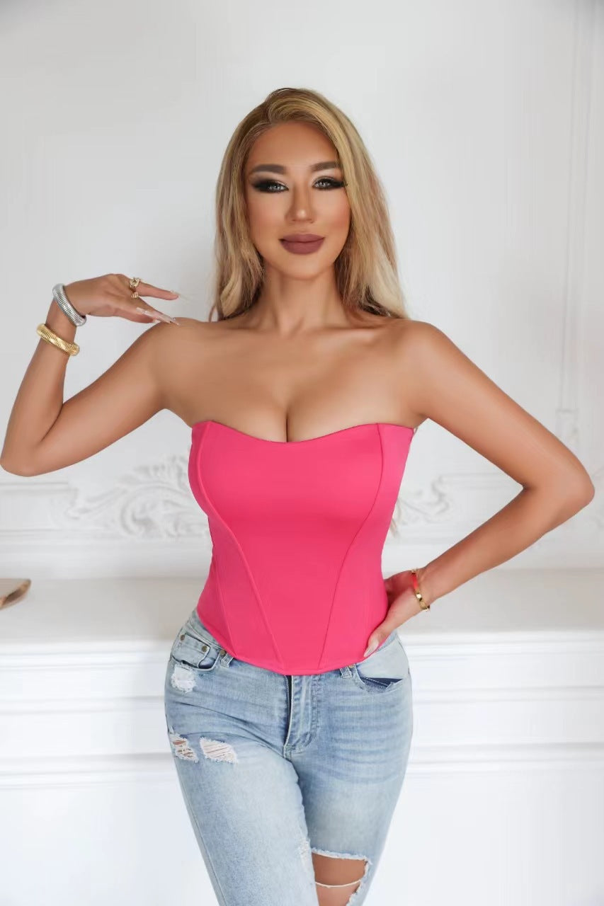 Women's Hot Wind Black Tube Outer Wear Super Look Skinny Slimming Small Vest/suspenders/tube Top
