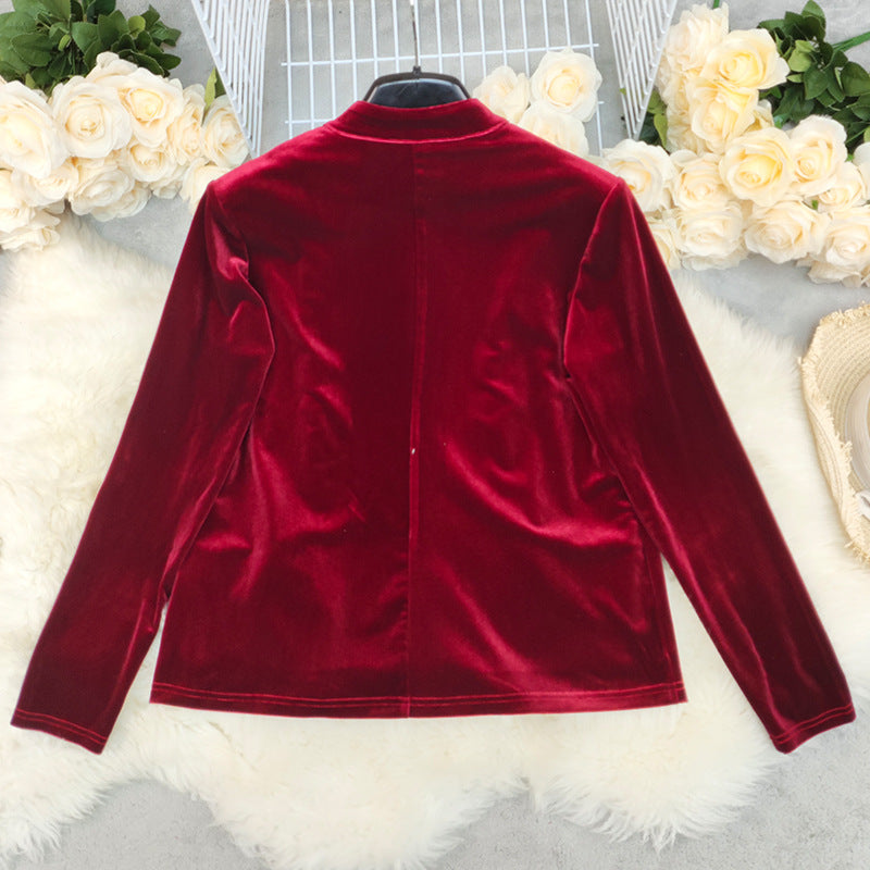 Women's Fashion Solid Color Double Breasted Blouse