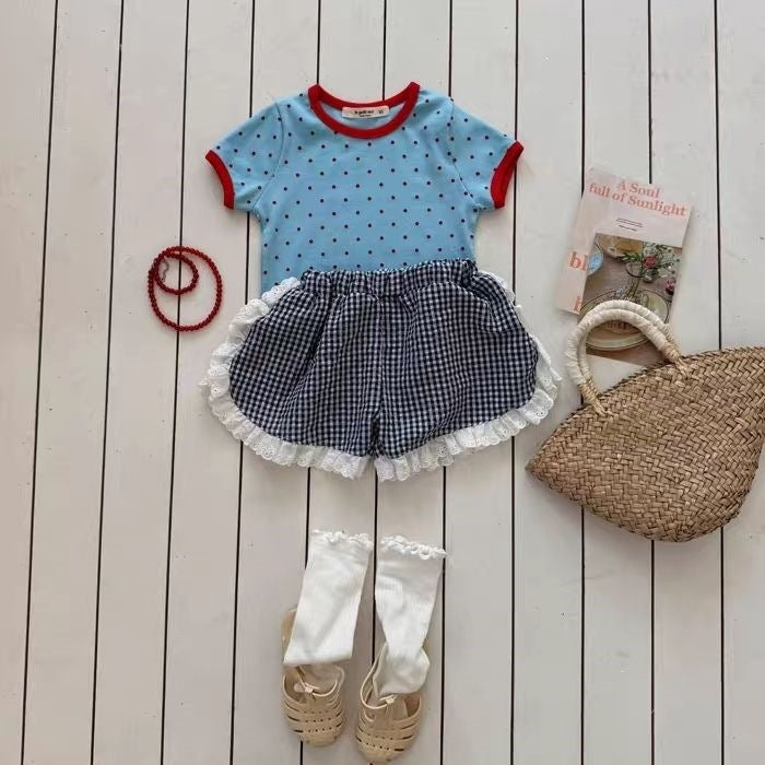 Children's Style Summer Fashion Western Polka Dot Short Sleeve Children's T-shirt