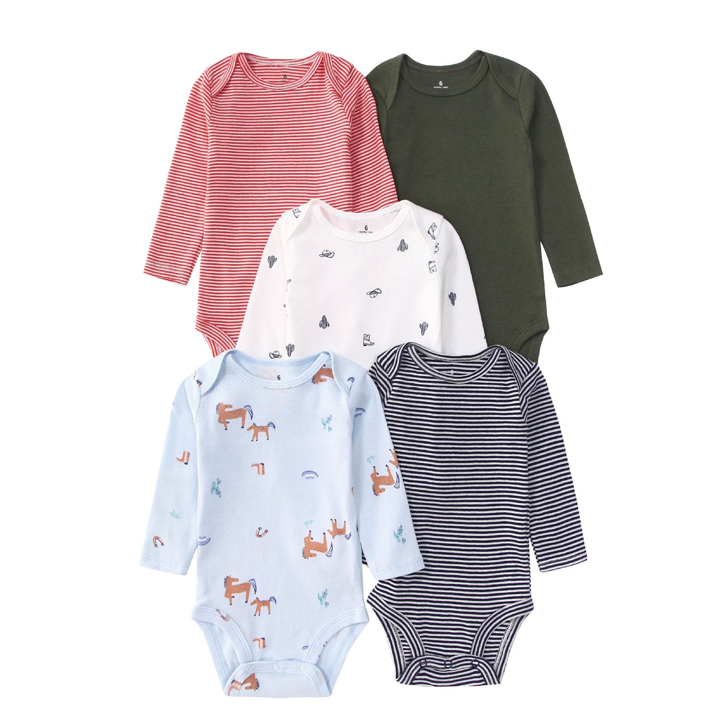 Children's Clothing Long-sleeved Triangle Romper Five Pieces Jumpsuit, Climbing Suit
