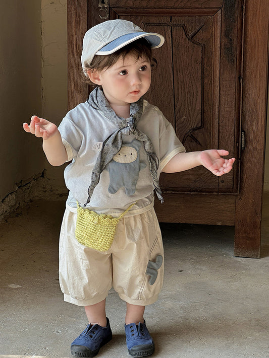 Summer Clothes Boy Cartoon T-shirt Shorts Two-piece Children's Suit