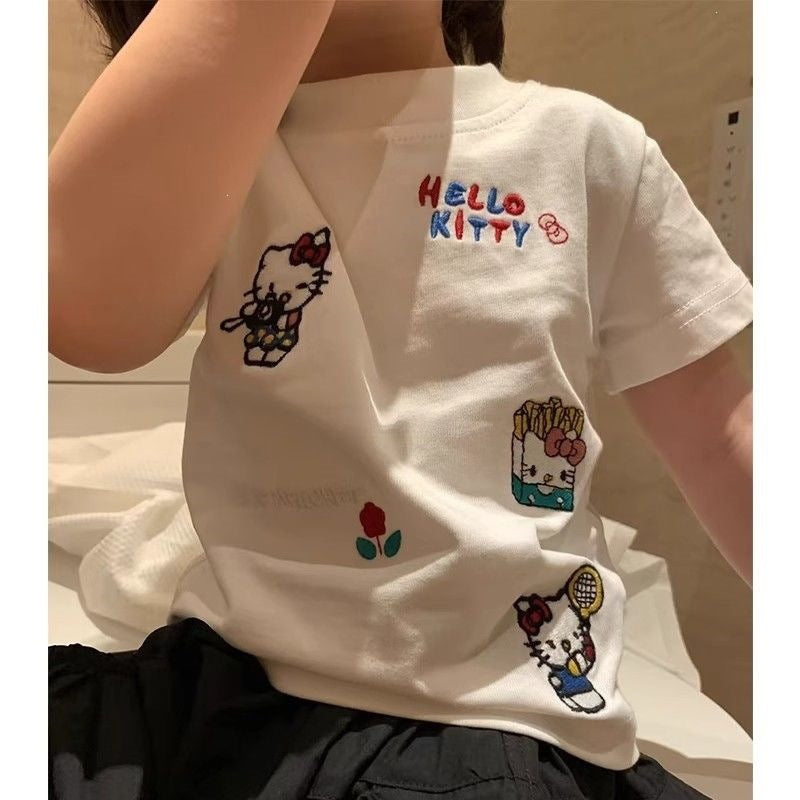 Kindergarten Cartoon Embroidered Short-sleeved Summer Versatile Children's T-shirt