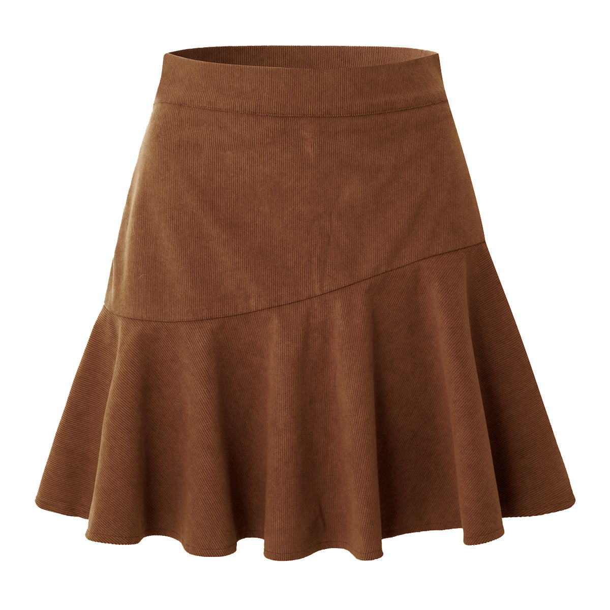 Women's Color Corduroy Zipper Female High Waist Skirt
