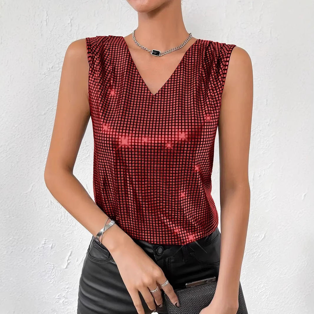 Women's Summer Sier Sleeveless Slimming Plaid Small Vest/suspenders/tube Top