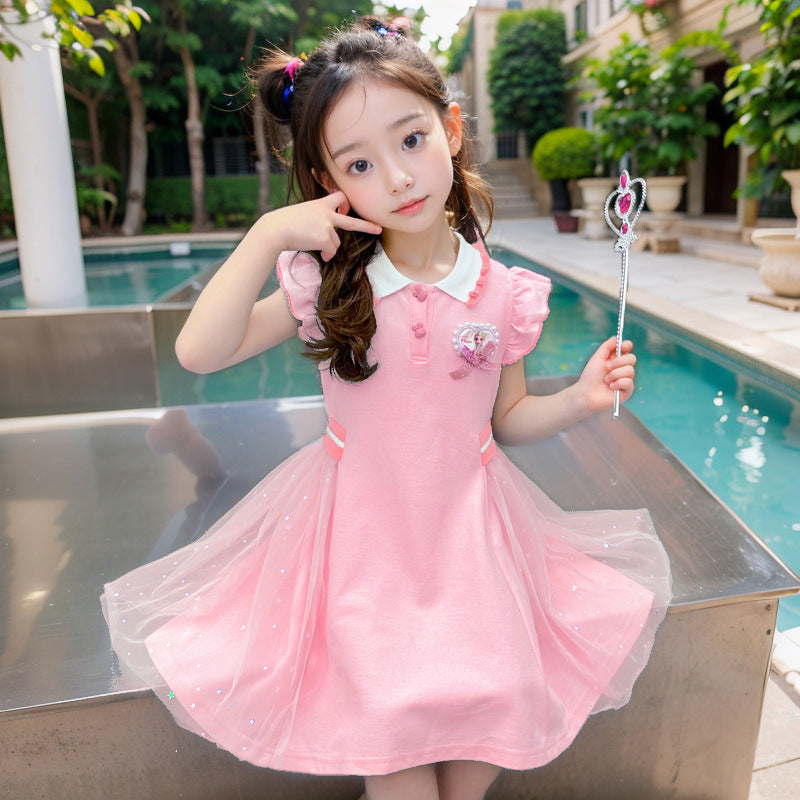 Children's Clothing Summer Princess Elsa Short-sleeved Pettiskirt Performance Children's Dress