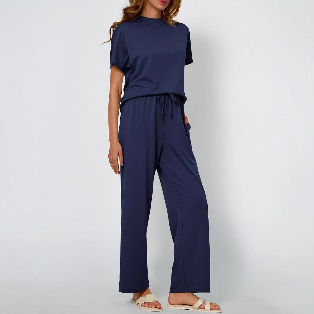 High Collar Loose Long Sleeve Waist Fashion Casual Suit