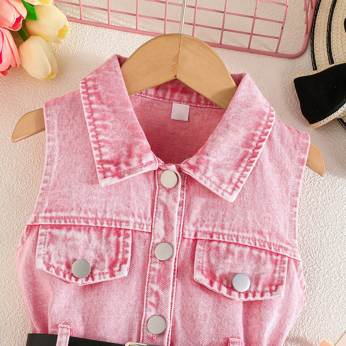 Summer Sleeveless Denim Belt Fashion Skirt Children's Dress
