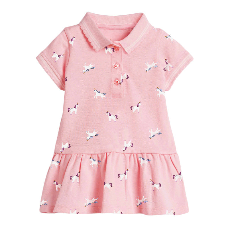 Children's Skirt Summer Short Sleeve Clothing Knitted Children's Dress