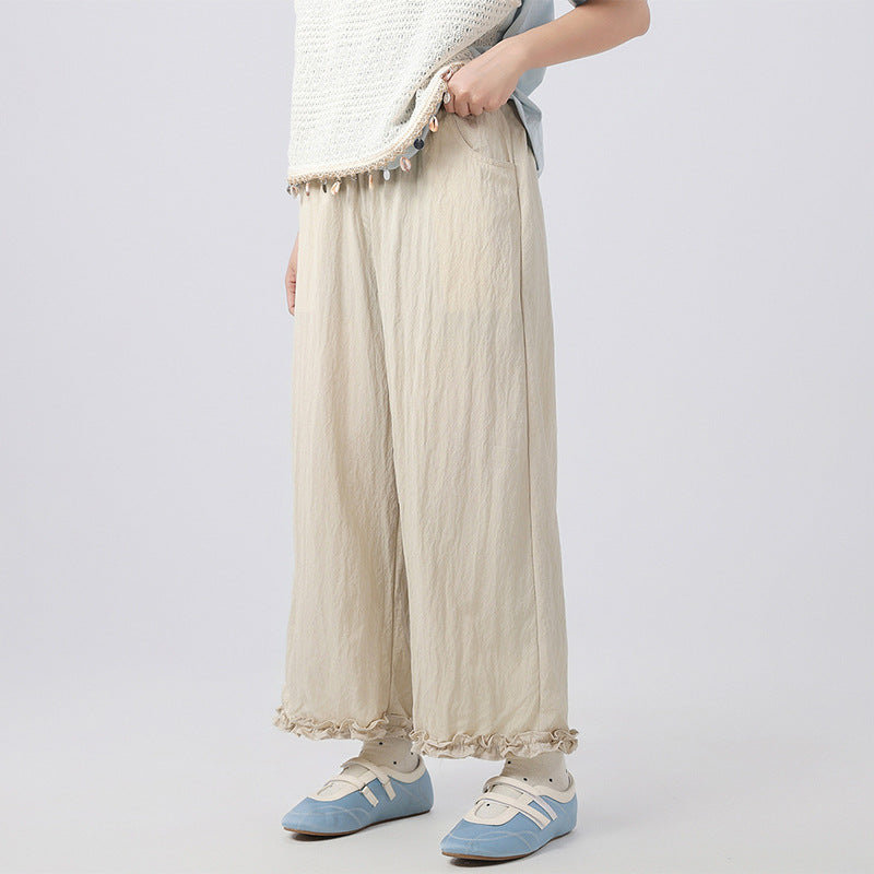 Junior High School Summer Thin Cropped Medium Big Large Size Children's Pants