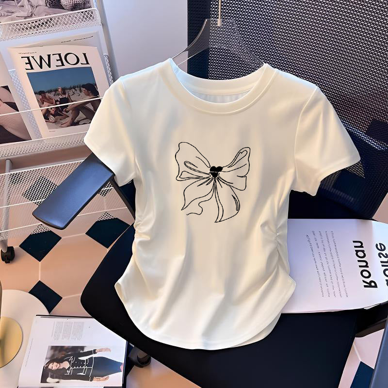 White Pure Cotton Short-sleeved Summer Korean Style Loose Middle Big Children's T-shirt