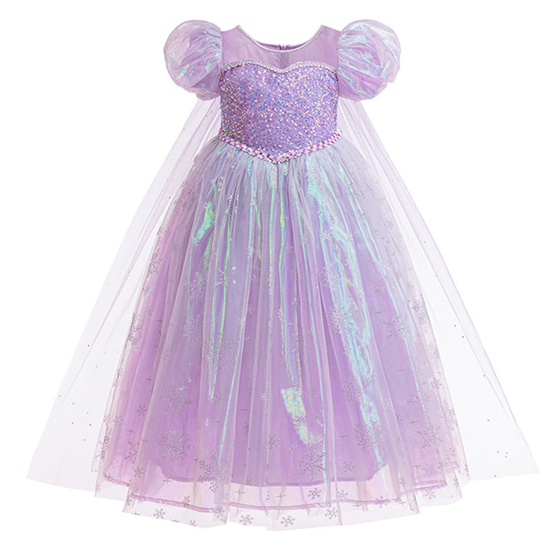 Children's Princess Summer Tulle Tutu Purple Birthday Flower Children's Dress