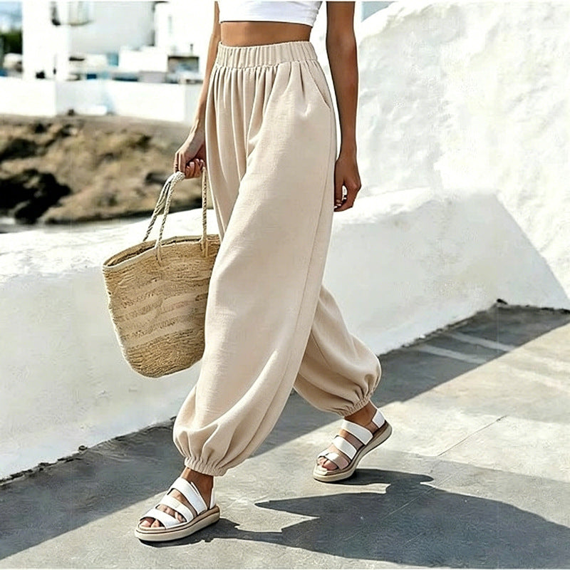 Women's Beach Vacation Style High Waist Pocket Comfortable Casual Pants