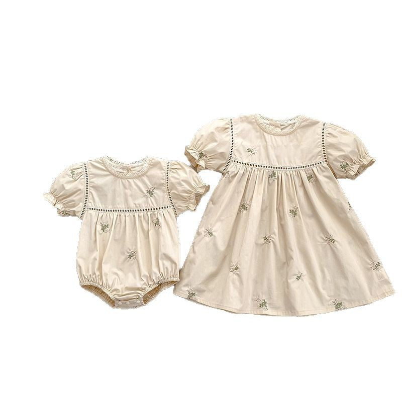 Infant Romper Princess Embroidered Western Style Sisters Children's Dress
