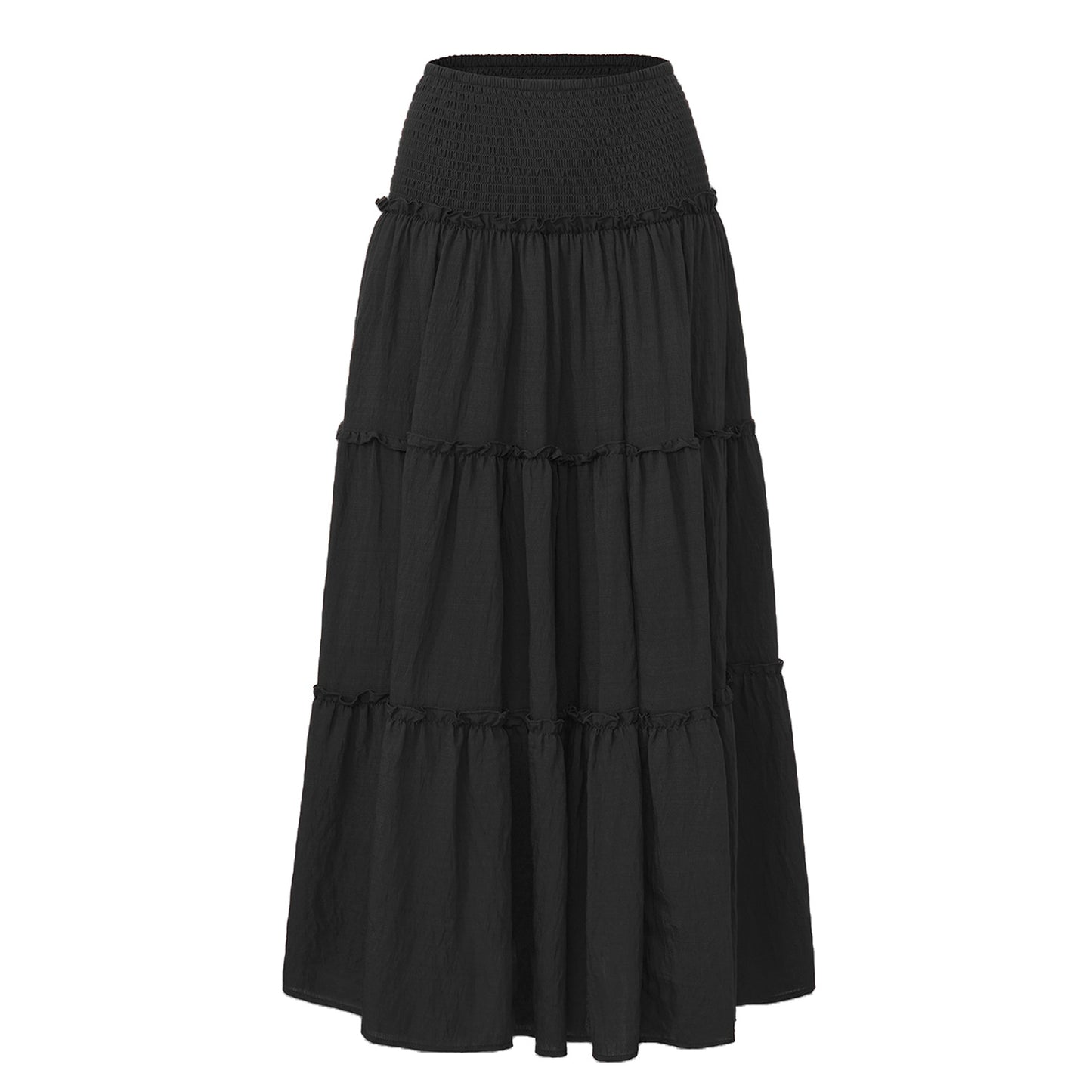 Women's With Lining Wooden Ear Wrinkle Cotton Skirts