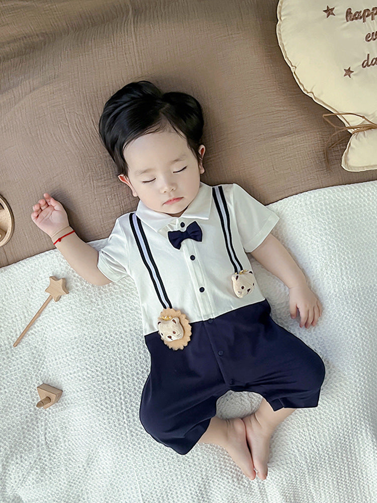 Dress Short Sleeved Romper Preppy Style Jumpsuit, Climbing Suit