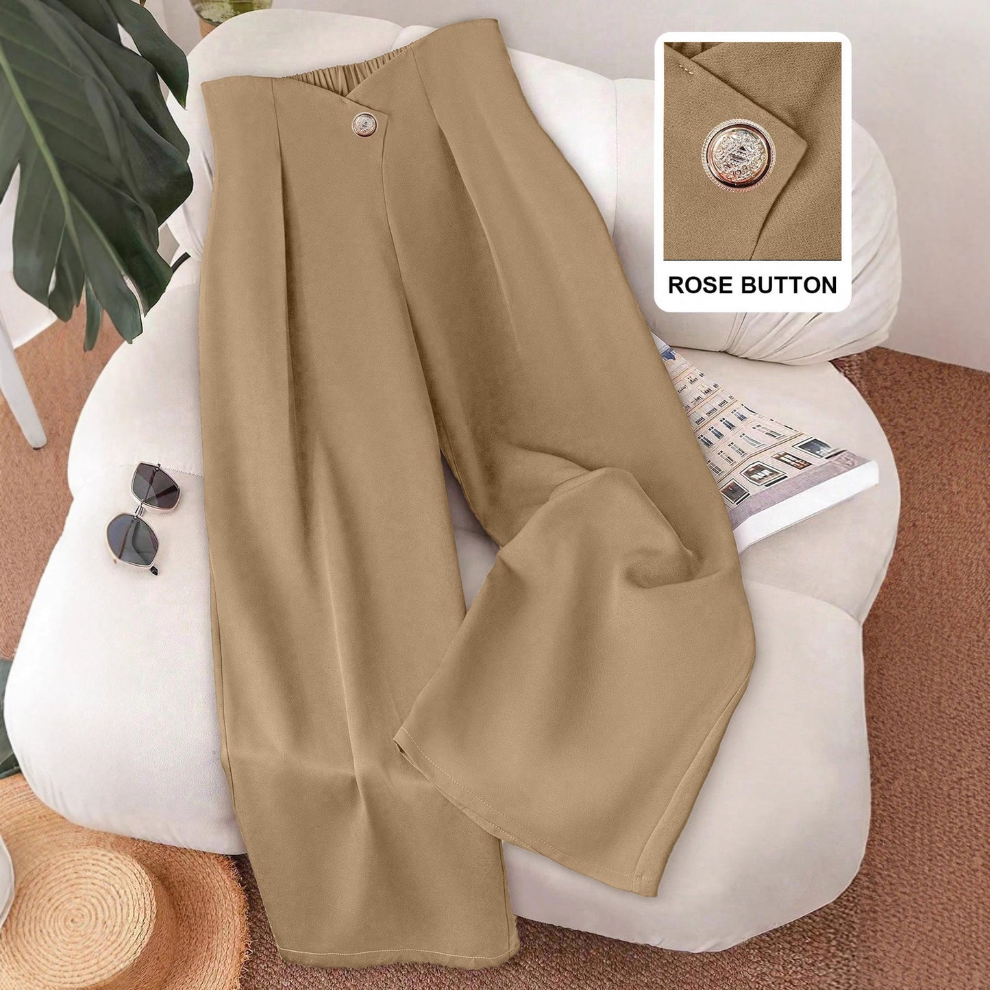 Classic Unique Women's Fashion Button For Casual Pants