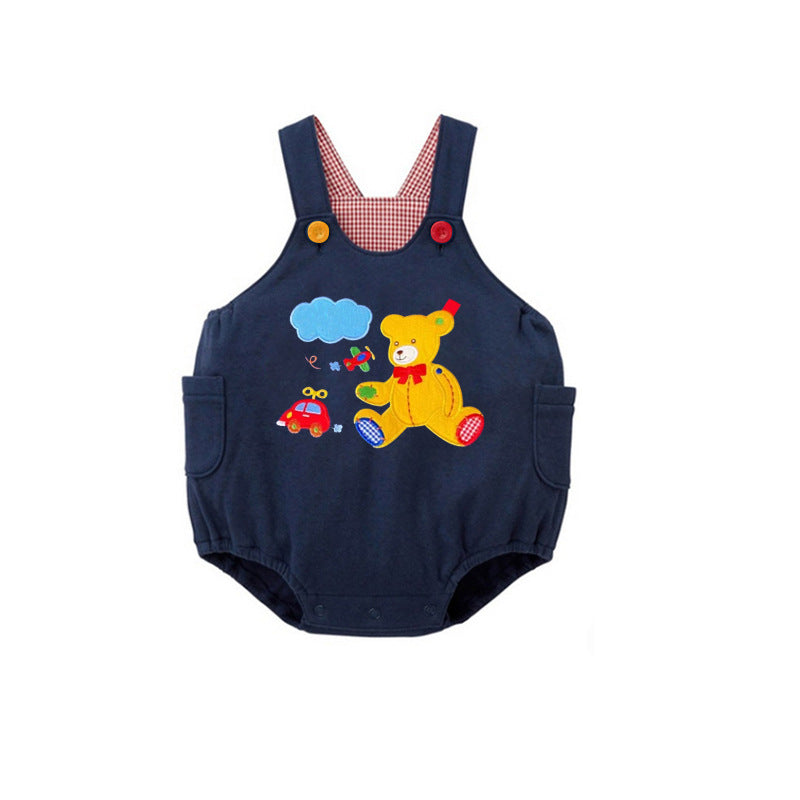 Cartoon Bear Car Aircraft Embroidery Chicken Children's Pants