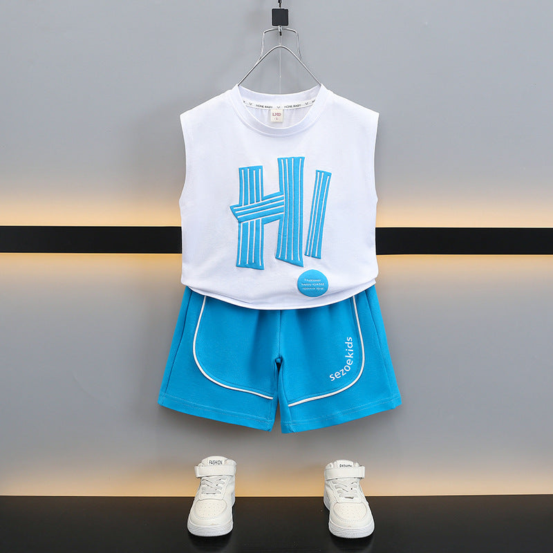 Children's Boys Summer Year Clothes Ruffle Handsome Children's Suit