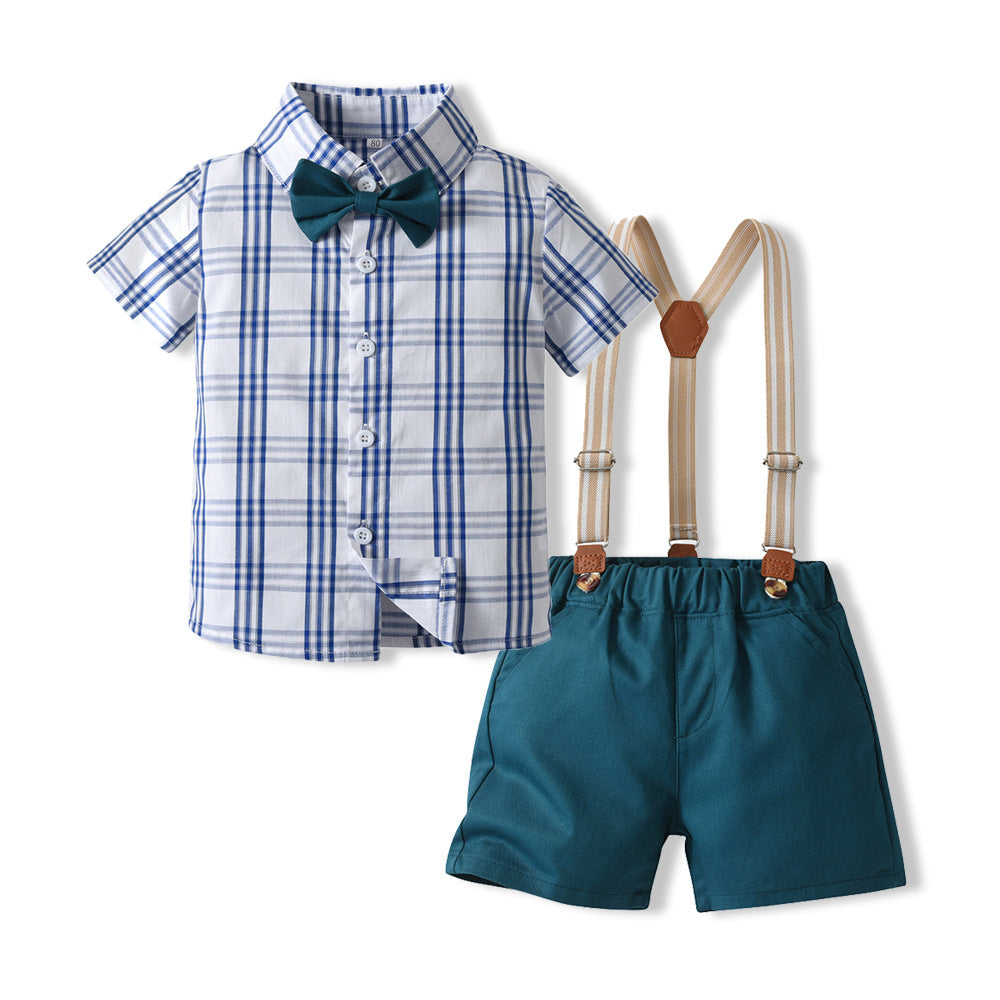 Children's Clothing Boys Summer Plaid Casual Siblings Children's Suit