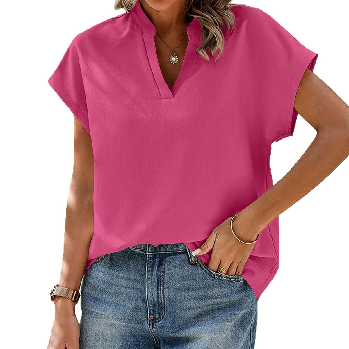 Casual Elegant Women's Loose Short-sleeved Shirt Blouse