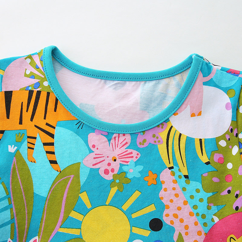 Princess Round Neck Pullover Knitted Cotton Short Sleeve Children's Dress