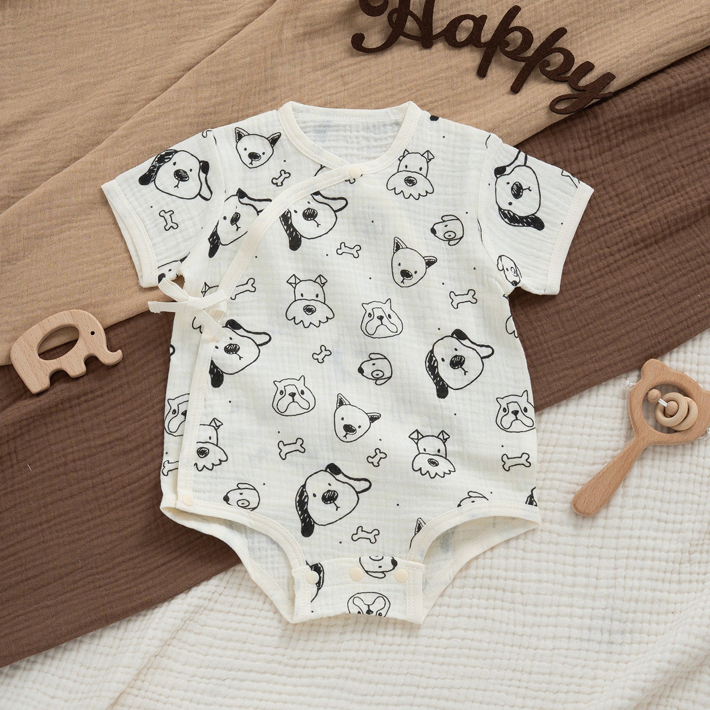 Rompers Gauze Super Thin Double Layer Bellyband Short Sleeve Triangle Jumpsuit, Climbing Suit