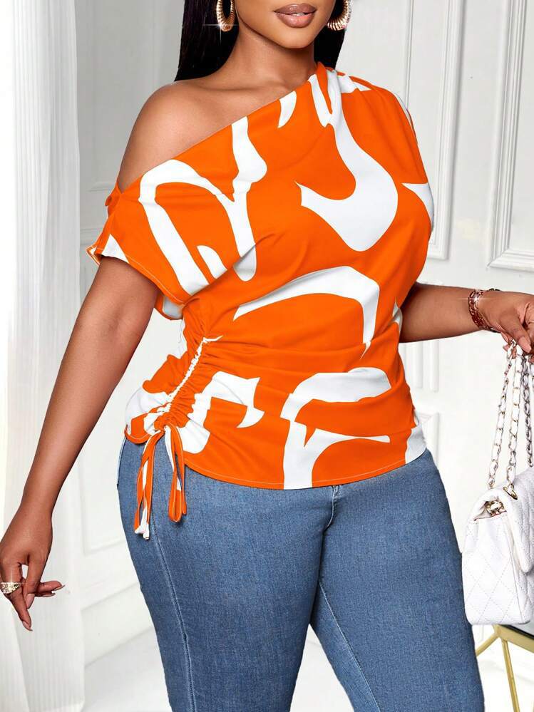 Women's Summer Fashionable Temperament Elegant Trendy Printed Irregular Shoulder Shorts
