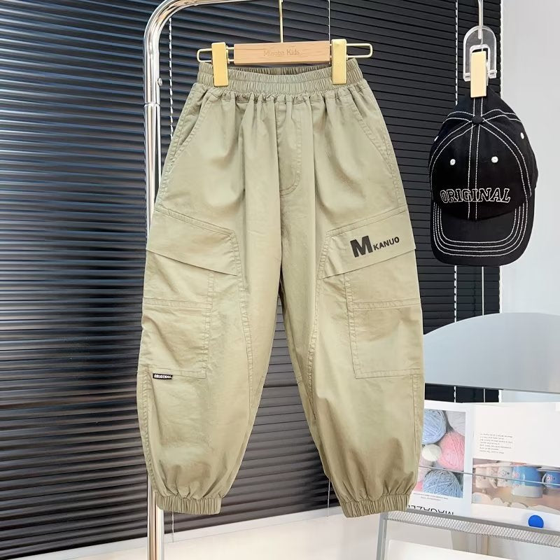 Children's Summer Cotton For Middle Big Thin Mosquito Repelling Printed Large Children's Pants