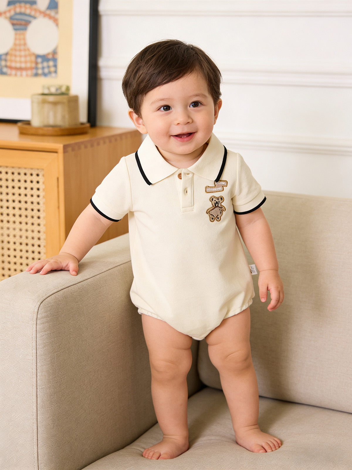 Cartoon Bear Short-sleeved Shirt Top Trendy Parent-child Outfit