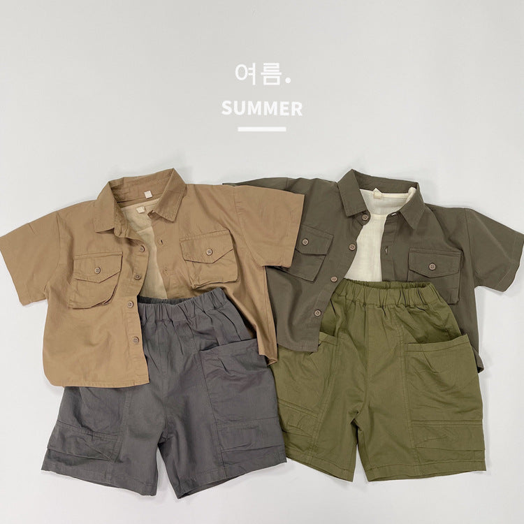 Children's Overalls Summer Middle Boys Casual With Pocket Shorts Fashionable Children's Pants