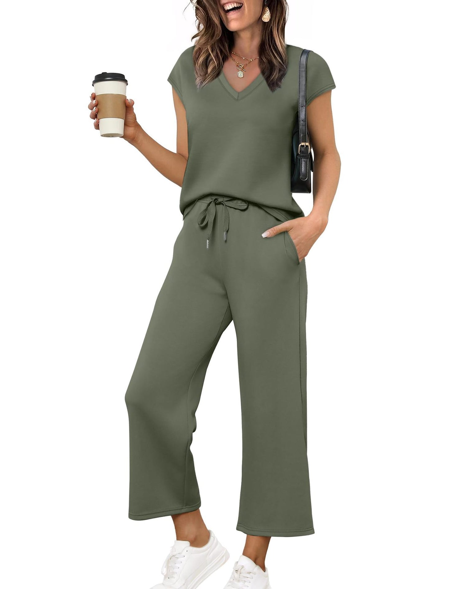 Women's Loose Batwing Sleeve Two Pieces Suits