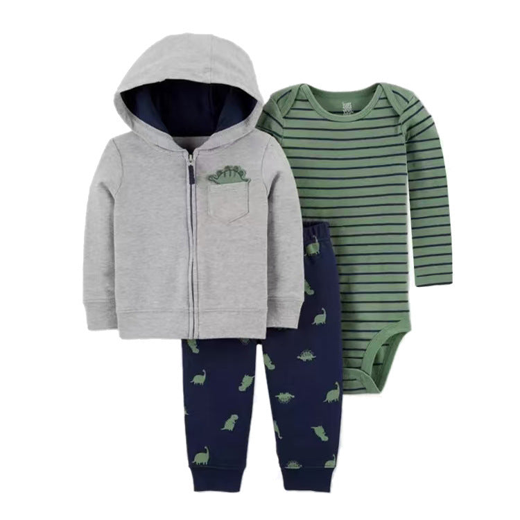 Women's & Men's Clothing Sweater Jacket Hooded Long-sleeved Romper Three-piece Children's Suit