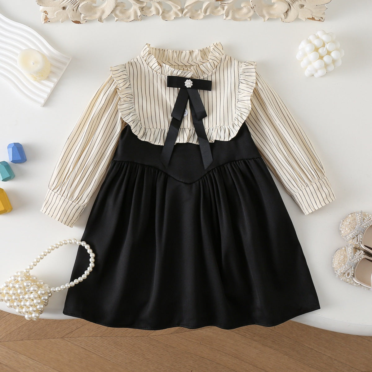 Children's Stitching Autumn Sweet Long Sleeve Skirt Shirt Little Children's Dress