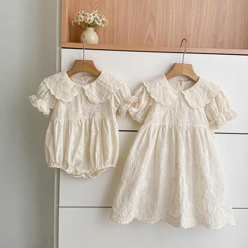Summer Korean Style Embroidered Western Romper Children's Dress