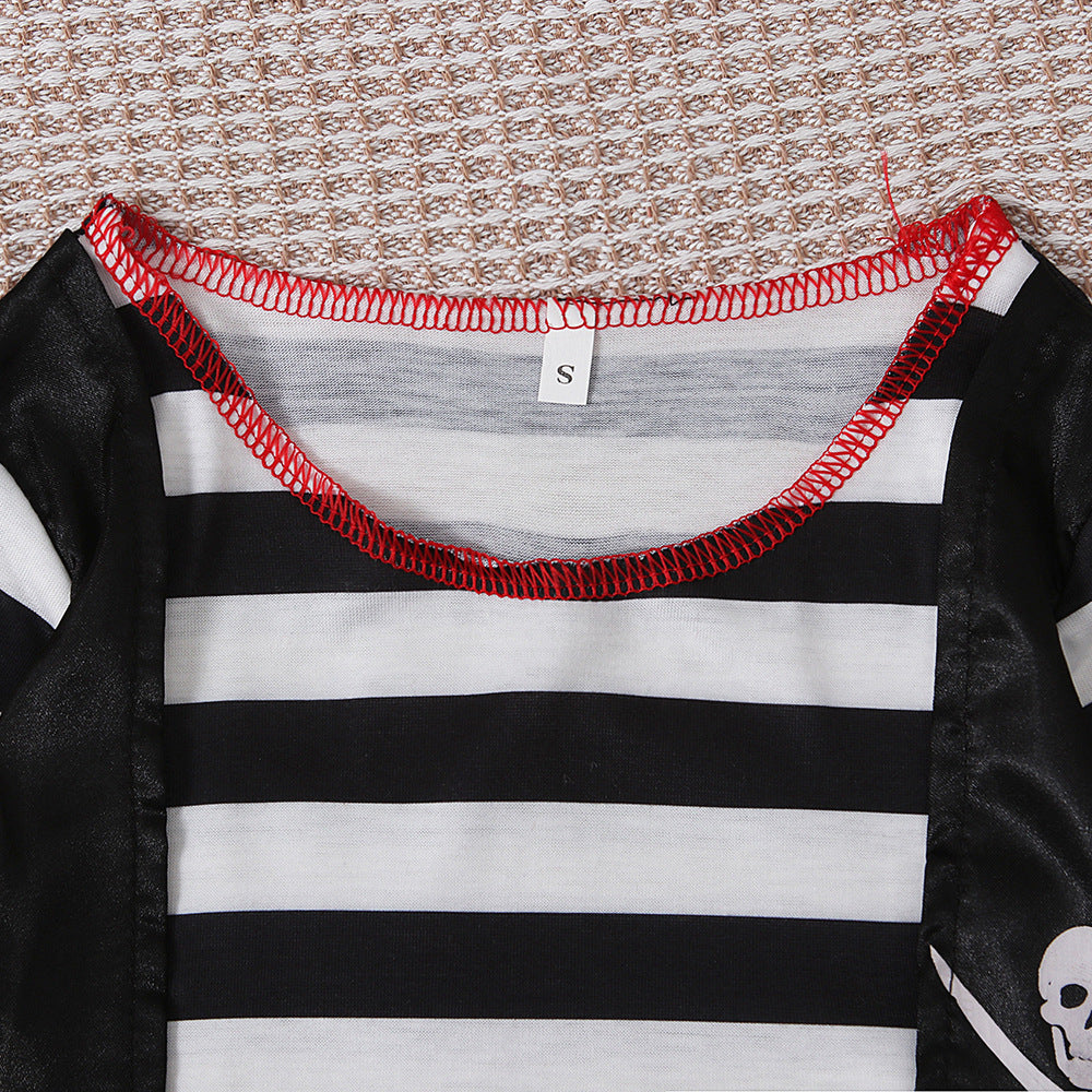 Children's Summer Pirate Role Costume Long-sleeved Striped Children's Suit