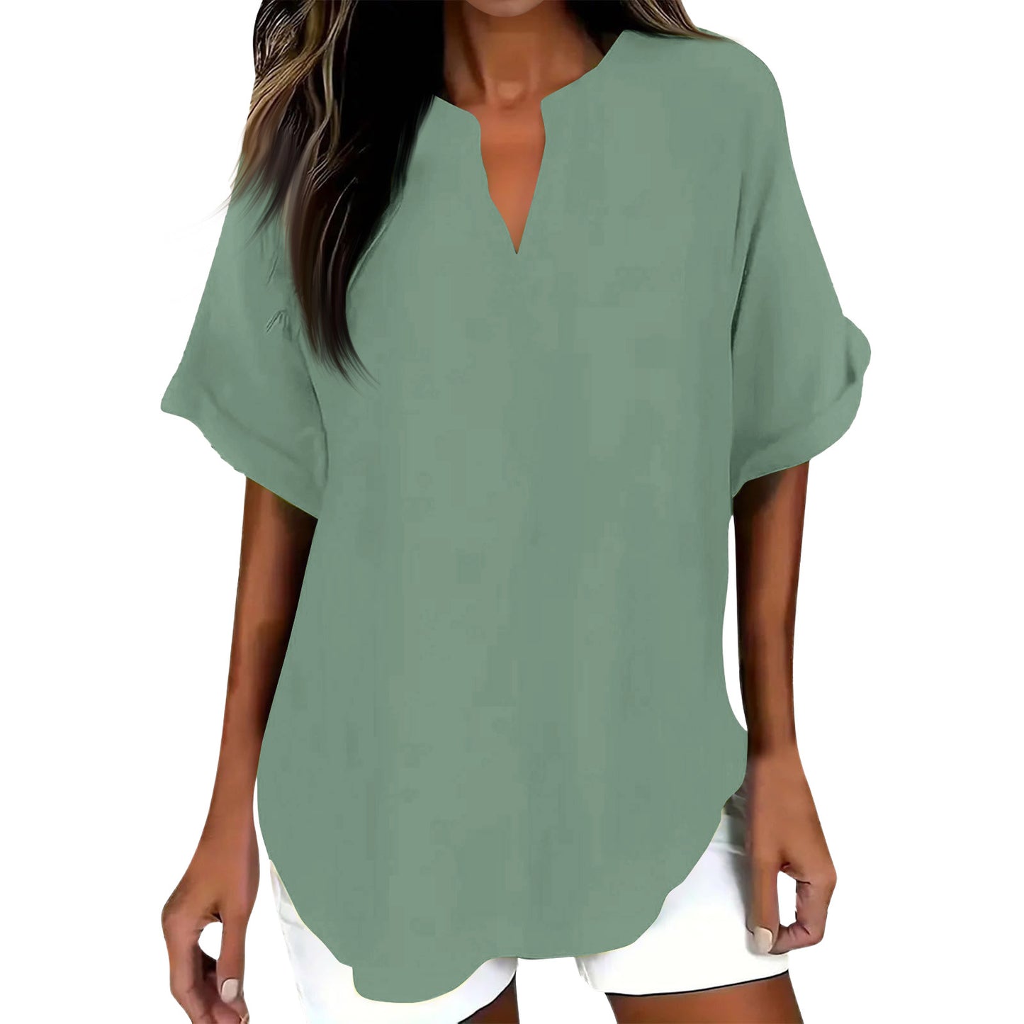 Women's Fashion Loose Shirt Casual Cotton Linen Blouse