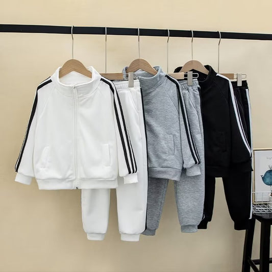 Children's Leisure Sports Boys Zipper Cardigan Outerwear Striped Children's Suit