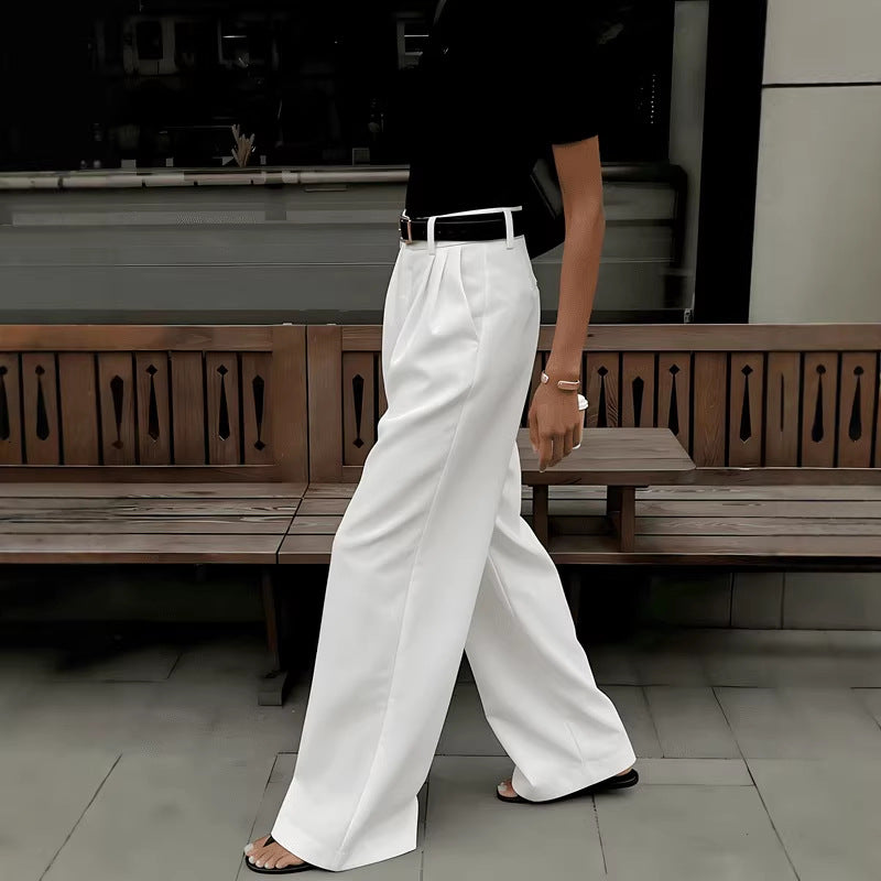 Women's Solid Color High Waist Loose Simple Casual Pants