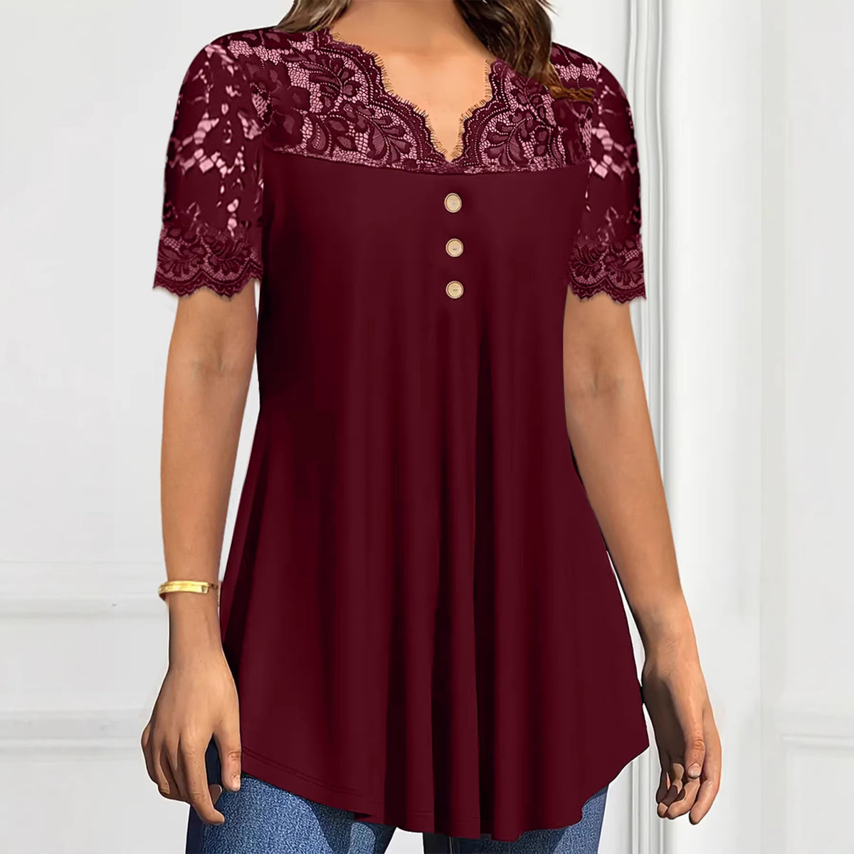 Women's Solid Color Ruffled Sleeves Shirt Modal Women's T-shirt