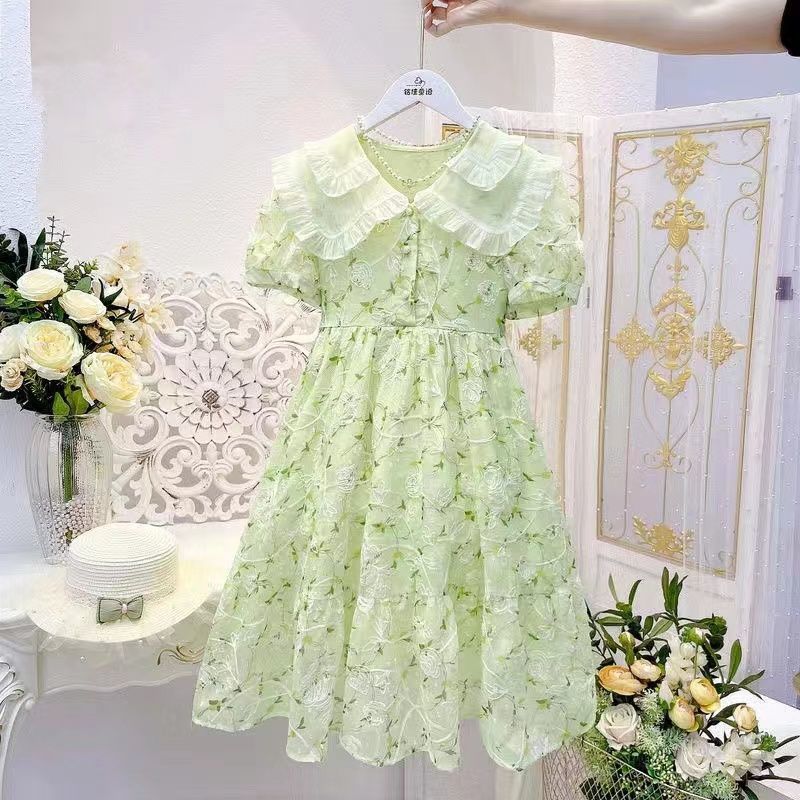 Floral Summer Princess Little Big Western Style Chiffon Children's Dress