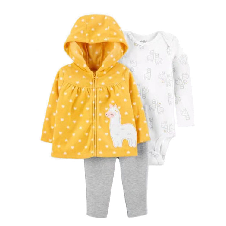 Women's & Men's Clothing Sweater Jacket Hooded Long-sleeved Romper Three-piece Children's Suit